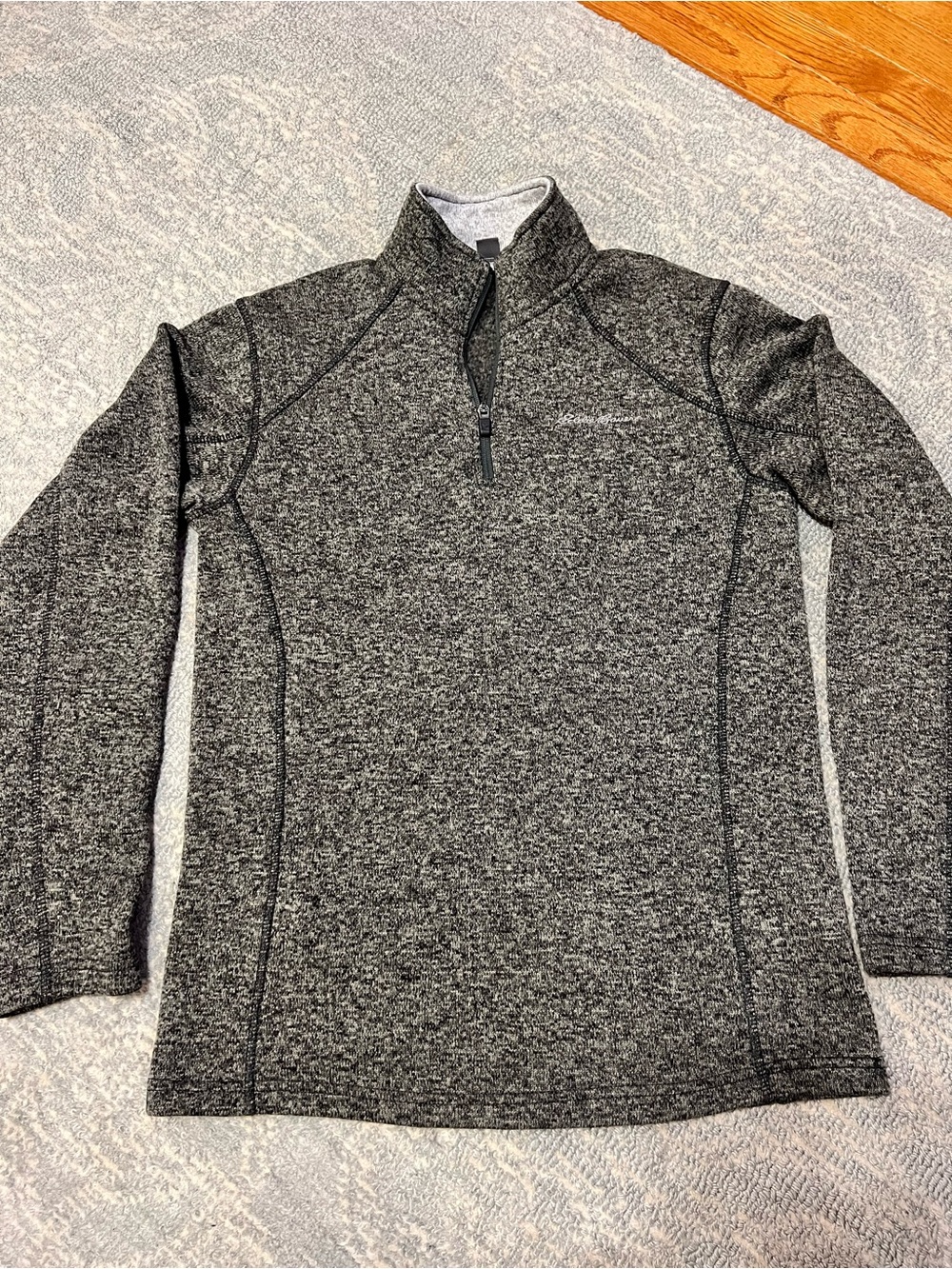 Eddie Bauer Heathered Gray Quarter-Zip Pullover